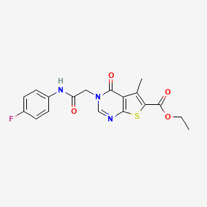 molecular formula C18H16FN3O4S B2718920 ethyl 3-{[(4-fluorophenyl)carbamoyl]methyl}-5-methyl-4-oxo-3H,4H-thieno[2,3-d]pyrimidine-6-carboxylate CAS No. 457910-56-4