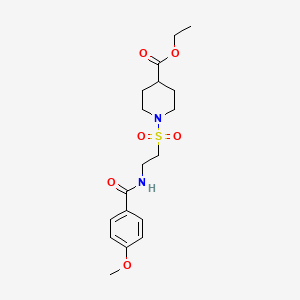 molecular formula C18H26N2O6S B2718921 Ethyl 1-((2-(4-methoxybenzamido)ethyl)sulfonyl)piperidine-4-carboxylate CAS No. 899979-57-8