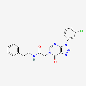 molecular formula C20H17ClN6O2 B2718928 2-(3-(3-chlorophenyl)-7-oxo-3H-[1,2,3]triazolo[4,5-d]pyrimidin-6(7H)-yl)-N-phenethylacetamide CAS No. 892481-17-3