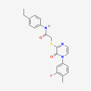 molecular formula C21H20FN3O2S B2718933 N-(4-ethylphenyl)-2-[4-(3-fluoro-4-methylphenyl)-3-oxopyrazin-2-yl]sulfanylacetamide CAS No. 899944-59-3