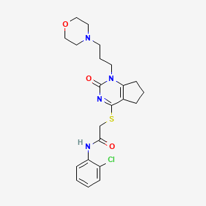 molecular formula C22H27ClN4O3S B2718935 N-(2-chlorophenyl)-2-((1-(3-morpholinopropyl)-2-oxo-2,5,6,7-tetrahydro-1H-cyclopenta[d]pyrimidin-4-yl)thio)acetamide CAS No. 898445-14-2