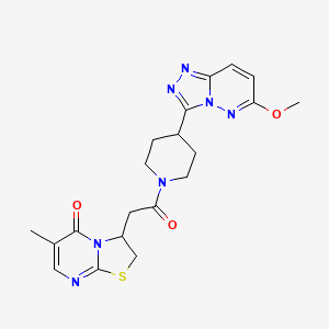 molecular formula C20H23N7O3S B2718939 3-[2-[4-(6-Methoxy-[1,2,4]triazolo[4,3-b]pyridazin-3-yl)piperidin-1-yl]-2-oxoethyl]-6-methyl-2,3-dihydro-[1,3]thiazolo[3,2-a]pyrimidin-5-one CAS No. 2415490-17-2