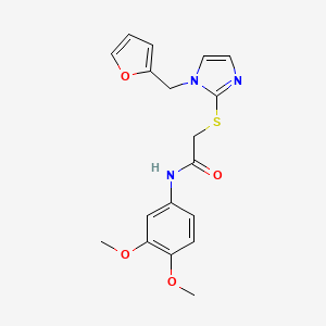 molecular formula C18H19N3O4S B2718945 N-(3,4-dimethoxyphenyl)-2-[1-(furan-2-ylmethyl)imidazol-2-yl]sulfanylacetamide CAS No. 872594-20-2