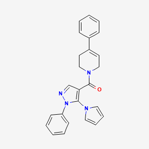 molecular formula C25H22N4O B2718952 (4-phenyl-5,6-dihydropyridin-1(2H)-yl)(1-phenyl-5-(1H-pyrrol-1-yl)-1H-pyrazol-4-yl)methanone CAS No. 1206997-56-9