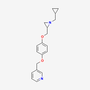 molecular formula C19H22N2O2 B2718963 3-[[4-[[1-(Cyclopropylmethyl)aziridin-2-yl]methoxy]phenoxy]methyl]pyridine CAS No. 2418717-94-7