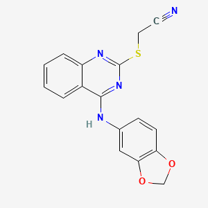 molecular formula C17H12N4O2S B2718968 {[4-(1,3-Benzodioxol-5-ylamino)quinazolin-2-yl]thio}acetonitrile CAS No. 896798-34-8