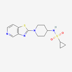 molecular formula C14H18N4O2S2 B2718971 N-[1-([1,3]Thiazolo[4,5-c]pyridin-2-yl)piperidin-4-yl]cyclopropanesulfonamide CAS No. 2415520-11-3
