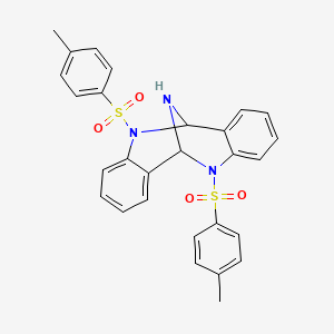 molecular formula C28H25N3O4S2 B2718972 5,11-Ditosyl-5,6,11,12-tetrahydro-6,12-epiminodibenzo[b,f][1,5]diazocine CAS No. 121215-83-6