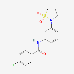 molecular formula C16H15ClN2O3S B2718974 4-氯-N-(3-(1,1-二氧代异噻唑啉-2-基)苯基)苯甲酰胺 CAS No. 941886-36-8