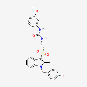 molecular formula C26H26FN3O4S B2718979 1-(2-((1-(4-氟苯甲基)-2-甲基-1H-吲哚-3-基)磺酰)乙基)-3-(3-甲氧基苯基)脲 CAS No. 946299-66-7