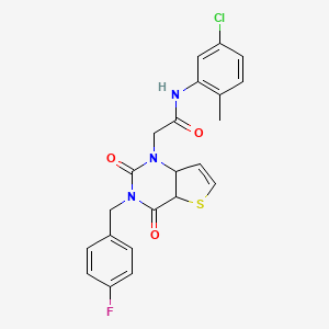 molecular formula C22H17ClFN3O3S B2718989 N-(5-chloro-2-methylphenyl)-2-{3-[(4-fluorophenyl)methyl]-2,4-dioxo-1H,2H,3H,4H-thieno[3,2-d]pyrimidin-1-yl}acetamide CAS No. 1252893-58-5