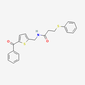 molecular formula C21H19NO2S2 B2718991 N-((5-苯甲酰硫代吡啶-2-基)甲基)-3-(苯基硫)丙酰胺 CAS No. 1797078-49-9