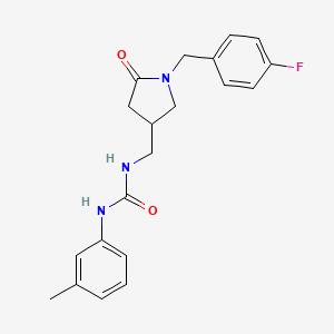 molecular formula C20H22FN3O2 B2718997 1-((1-(4-氟苯甲基)-5-氧代吡咯啉-3-基)甲基)-3-(间甲苯基)脲 CAS No. 946300-20-5