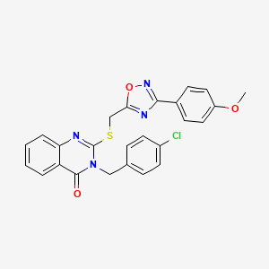 molecular formula C25H19ClN4O3S B2719001 3-(4-chlorobenzyl)-2-(((3-(4-methoxyphenyl)-1,2,4-oxadiazol-5-yl)methyl)thio)quinazolin-4(3H)-one CAS No. 2034520-48-2