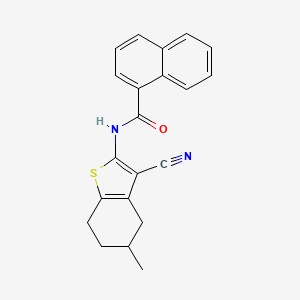 molecular formula C21H18N2OS B2719007 N-(3-cyano-5-methyl-4,5,6,7-tetrahydro-1-benzothiophen-2-yl)naphthalene-1-carboxamide CAS No. 328539-92-0