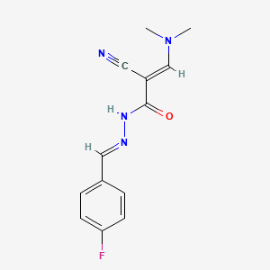 molecular formula C13H13FN4O B2719019 2-cyano-3-(dimethylamino)-N'-[(4-fluorophenyl)methylene]acrylohydrazide CAS No. 343376-04-5