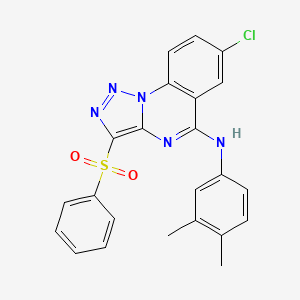 molecular formula C23H18ClN5O2S B2719040 7-chloro-N-(3,4-dimethylphenyl)-3-(phenylsulfonyl)[1,2,3]triazolo[1,5-a]quinazolin-5-amine CAS No. 904578-49-0