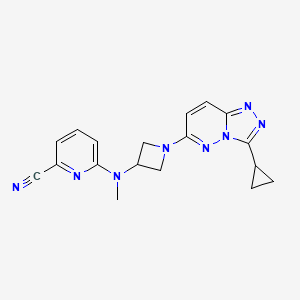 molecular formula C18H18N8 B2719045 6-((1-(3-环丙基-[1,2,4]噻唑并[4,3-b]吡啶-6-基)氮杂环丁烷-3-基)(甲基)氨基)吡啶甲腈 CAS No. 2320852-63-7