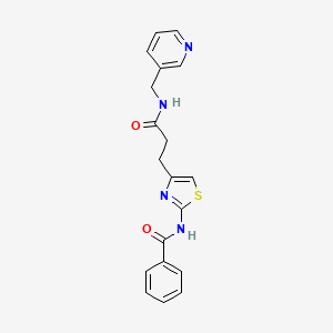 molecular formula C19H18N4O2S B2719060 N-(4-(3-oxo-3-((pyridin-3-ylmethyl)amino)propyl)thiazol-2-yl)benzamide CAS No. 1021227-33-7