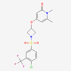 molecular formula C17H16ClF3N2O4S B2719065 4-((1-((4-chloro-3-(trifluoromethyl)phenyl)sulfonyl)azetidin-3-yl)oxy)-1,6-dimethylpyridin-2(1H)-one CAS No. 2034386-67-7