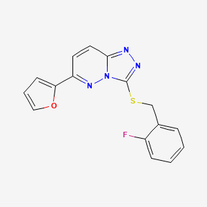 molecular formula C16H11FN4OS B2719075 3-((2-氟苄硫基)硫代)-6-(呋喃-2-基)-[1,2,4]三唑并[4,3-b]吡嘧啶 CAS No. 894066-43-4