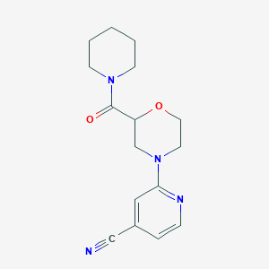 molecular formula C16H20N4O2 B2719078 2-[2-(Piperidine-1-carbonyl)morpholin-4-yl]pyridine-4-carbonitrile CAS No. 2415511-61-2