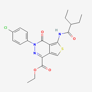 molecular formula C21H22ClN3O4S B2719087 乙酸-3-(4-氯苯基)-5-(2-乙基丁酰氨基)-4-氧代噻吩[3,4-d]吡嘧啶-1-羧酯 CAS No. 851950-06-6