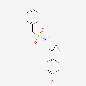 molecular formula C17H18FNO2S B2719088 N-((1-(4-fluorophenyl)cyclopropyl)methyl)-1-phenylmethanesulfonamide CAS No. 1049481-80-2