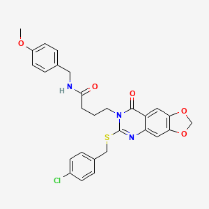 4-[6-[(4-chlorophenyl)methylsulfanyl]-8-oxo-[1,3]dioxolo[4,5-g]quinazolin-7-yl]-N-[(4-methoxyphenyl)methyl]butanamide