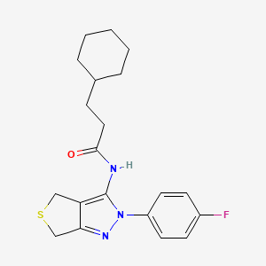 3-cyclohexyl-N-[2-(4-fluorophenyl)-4,6-dihydrothieno[3,4-c]pyrazol-3-yl]propanamide