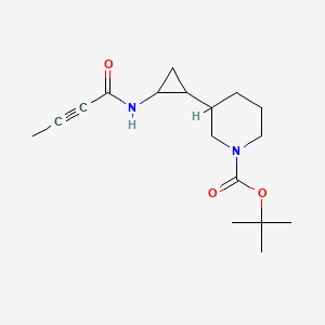 molecular formula C17H26N2O3 B2719100 Tert-butyl 3-[2-(but-2-ynoylamino)cyclopropyl]piperidine-1-carboxylate CAS No. 2411278-33-4