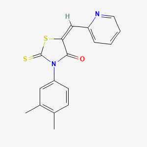 molecular formula C17H14N2OS2 B2719102 (E)-3-(3,4-dimethylphenyl)-5-(pyridin-2-ylmethylene)-2-thioxothiazolidin-4-one CAS No. 524022-62-6