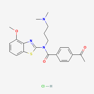 molecular formula C22H26ClN3O3S B2719121 4-acetyl-N-(3-(dimethylamino)propyl)-N-(4-methoxybenzo[d]thiazol-2-yl)benzamide hydrochloride CAS No. 1216405-17-2