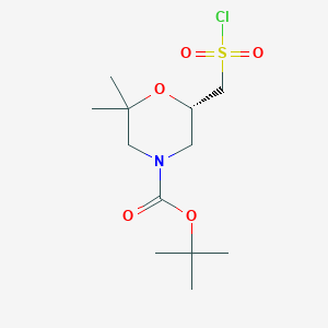 molecular formula C12H22ClNO5S B2719136 Tert-butyl (6S)-6-(chlorosulfonylmethyl)-2,2-dimethylmorpholine-4-carboxylate CAS No. 2377004-10-7