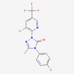 molecular formula C15H9ClF4N4O B2719137 2-[3-chloro-5-(trifluoromethyl)-2-pyridinyl]-4-(4-fluorophenyl)-5-methyl-2,4-dihydro-3H-1,2,4-triazol-3-one CAS No. 860784-96-9