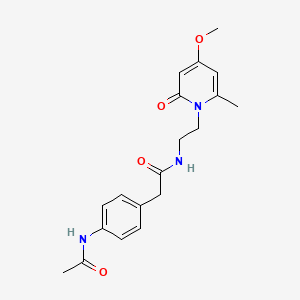 molecular formula C19H23N3O4 B2719151 2-(4-acetamidophenyl)-N-(2-(4-methoxy-6-methyl-2-oxopyridin-1(2H)-yl)ethyl)acetamide CAS No. 2034455-74-6