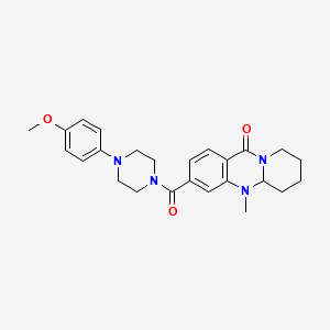 molecular formula C25H30N4O3 B2719178 3-{[4-(4-methoxyphenyl)piperazin-1-yl]carbonyl}-5-methyl-5,5a,6,7,8,9-hexahydro-11H-pyrido[2,1-b]quinazolin-11-one CAS No. 1574560-79-4