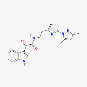 molecular formula C20H19N5O2S B2719183 N-(2-(2-(3,5-dimethyl-1H-pyrazol-1-yl)thiazol-4-yl)ethyl)-2-(1H-indol-3-yl)-2-oxoacetamide CAS No. 1421524-37-9
