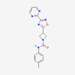 molecular formula C17H16N6O2 B2719186 3-(3-(pyrimidin-2-yl)-1,2,4-oxadiazol-5-yl)-N-(p-tolyl)azetidine-1-carboxamide CAS No. 1324679-02-8