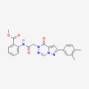 molecular formula C23H21N5O4 B2719192 甲酸2-({[2-(3,4-二甲基苯基)-4-氧代吡唑并[1,5-d][1,2,4]三嗪-5(4H)-基]乙酰}氨基)苯甲酸酯 CAS No. 1021046-20-7