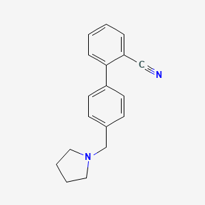 molecular formula C18H18N2 B2719197 2-[4-(Pyrrolidin-1-ylmethyl)phenyl]benzonitrile CAS No. 941400-47-1