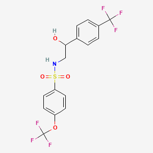 molecular formula C16H13F6NO4S B2719204 N-(2-hydroxy-2-(4-(trifluoromethyl)phenyl)ethyl)-4-(trifluoromethoxy)benzenesulfonamide CAS No. 1351608-89-3