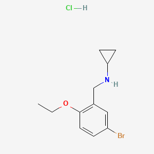 molecular formula C12H17BrClNO B2719207 N-[(5-bromo-2-ethoxyphenyl)methyl]cyclopropanamine hydrochloride CAS No. 1158576-13-6