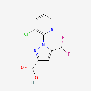 molecular formula C10H6ClF2N3O2 B2719224 1-(3-Chloropyridin-2-yl)-5-(difluoromethyl)pyrazole-3-carboxylic acid CAS No. 2248346-79-2