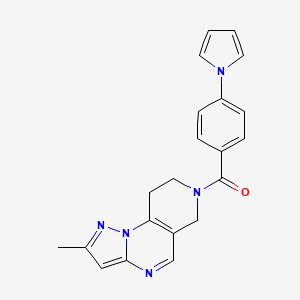 molecular formula C21H19N5O B2719225 (4-Methyl-2,3,7,11-tetrazatricyclo[7.4.0.02,6]trideca-1(9),3,5,7-tetraen-11-yl)-(4-pyrrol-1-ylphenyl)methanone CAS No. 1796958-67-2