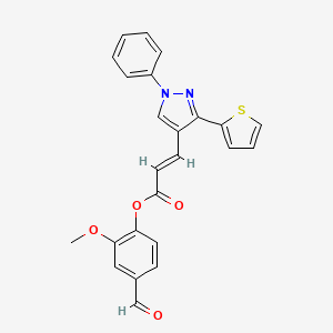 molecular formula C24H18N2O4S B2719232 (4-formyl-2-methoxyphenyl) (E)-3-(1-phenyl-3-thiophen-2-ylpyrazol-4-yl)prop-2-enoate CAS No. 882218-59-9