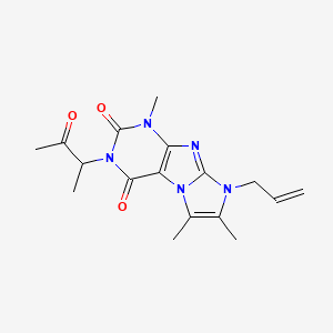 molecular formula C17H21N5O3 B2719237 4,7,8-Trimethyl-2-(3-oxobutan-2-yl)-6-prop-2-enylpurino[7,8-a]imidazole-1,3-dione CAS No. 878411-88-2