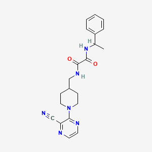 molecular formula C21H24N6O2 B2719238 N1-((1-(3-cyanopyrazin-2-yl)piperidin-4-yl)methyl)-N2-(1-phenylethyl)oxalamide CAS No. 1796969-86-2