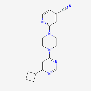 molecular formula C18H20N6 B2719239 2-[4-(6-Cyclobutylpyrimidin-4-yl)piperazin-1-yl]pyridine-4-carbonitrile CAS No. 2380168-18-1