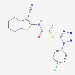 molecular formula C19H17ClN6OS2 B2719245 2-((1-(4-氯苯基)-1H-四唑-5-基)硫代)-N-(3-氰基-4,5,6,7-四氢苯并[b]噻吩-2-基)丙酰胺 CAS No. 887347-91-3